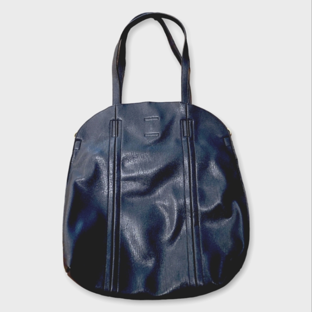 Antik Kraft Black Vegan Leather Bag Snap Closure